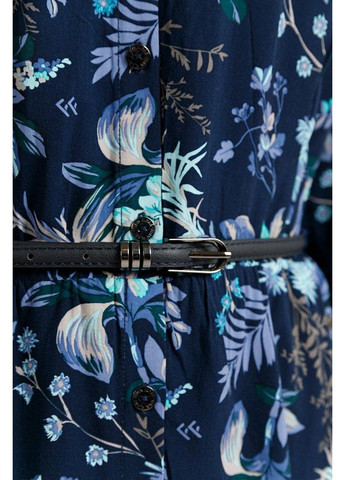 Темно-синее кэжуал платье-рубашка b20-12045-101 рубашка Finn Flare с цветочным принтом