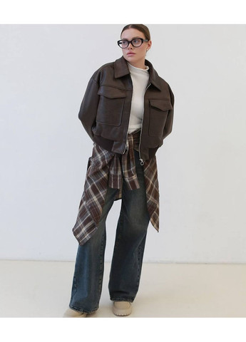 Коричневая куртка-бомбер No Brand