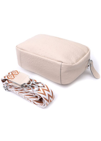 Фактурна жіноча кроссбоді з натуральної шкіри біла 22660 Vintage (329198908)