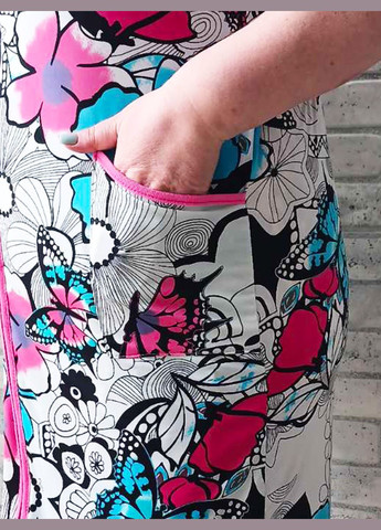 Жіночий літній трикотажний халат з коротким рукавом на блискавці з кишенями No Brand (337353491)