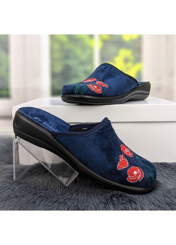 Синие тапочки домашние женские синие велюровые Inblu