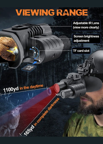 Прилад нічного бачення NV-880 8x16MP 1080P HD WiFi 850nm (до 600м у темряві) + кріплення Wilcox L4G2 (метал) No Brand (333662487)