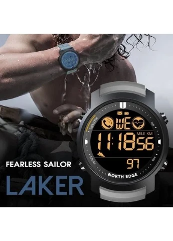 Наручные часы North Edge кварцевые черные 44х15 мм поликарбонат No Brand Laker Black 5BAR (401851045)