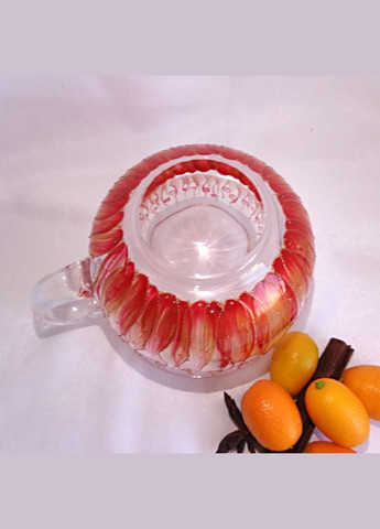 Чашка прозрачная стеклянная с авторской росписью ручной работы "Красное пламя" No Brand (349842388)