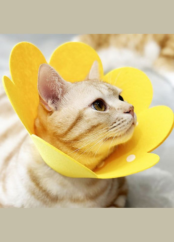 Мягкий воротник-подушка для кошек DT-1063 Flower Yellow послеоперационный защитный 10шт Lesko (356499359)