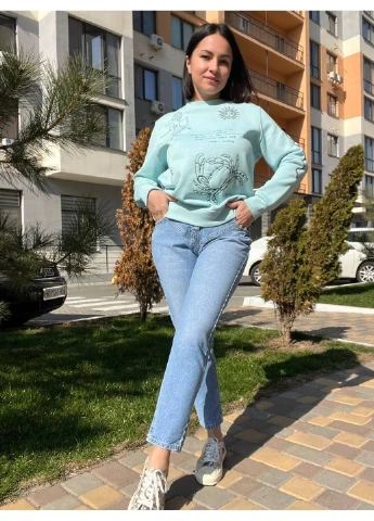 Джинсы женские IT'S BASIC 2884 MOM MAVI кокетка пуговицы голубые Its Basic - (306456902)