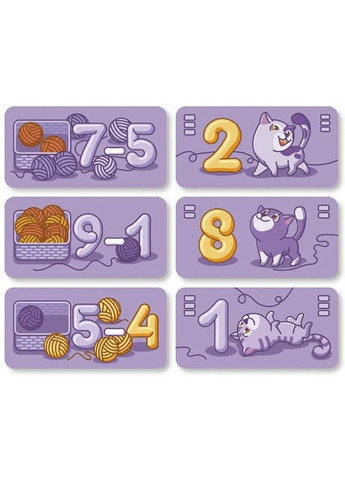 Настільна навчальна гра Муркітливе віднімання 360081, 63 картки Мальви (302384606)