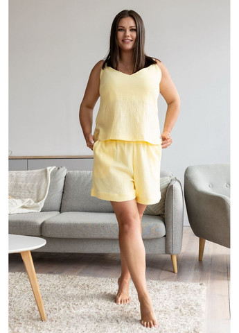 Жовтий демісезонний комплект мусліновий піжама та халат кж1808п жовтий MiaNaGreen