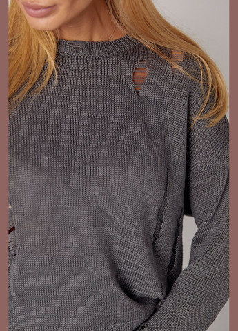 Темно-сірий демісезонний жіночий рваний джемпер Lurex