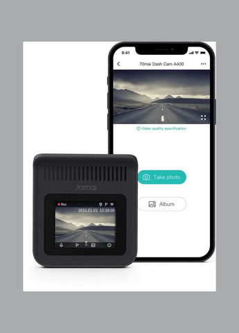 Відеореєстратор A400 Dash Cam глобальна версія сірий 70Mai (279553808)