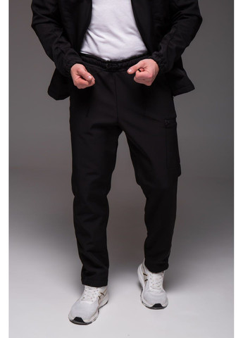 Чорний чоловічий утеплений костюм softshell чорний куртка + штани No Brand