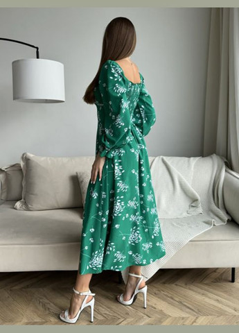 Зелена повсякденний, вечірня квіткова сукня з розрізом No Brand з квітковим принтом