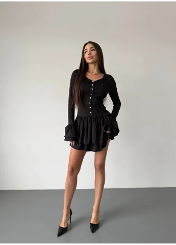 Чорна еластична сукня кліш міні Fashion