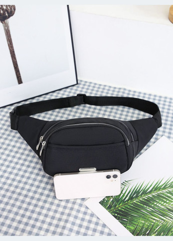 Бананка на три відділи поясна сумка через плече чорна No Brand (303606059)