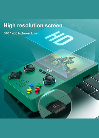 Портативная игровая приставка X6 10000 игр / 3.5'' IPS, 640x480 / AV выход / консоль, ретро / 2000 mAh Green No Brand (322566657)