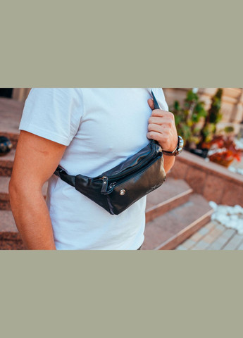 Мужская кожаная бананка на пояс черная 18783 Tiding Bag (304287236)