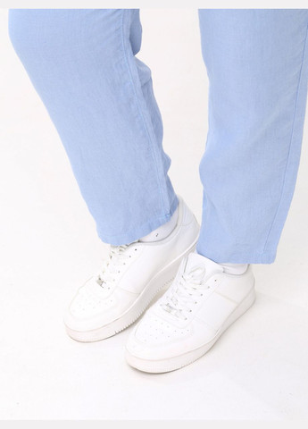 Брюки женские голубые прямые льняные большой размер CARMITO Пряма (297373584)