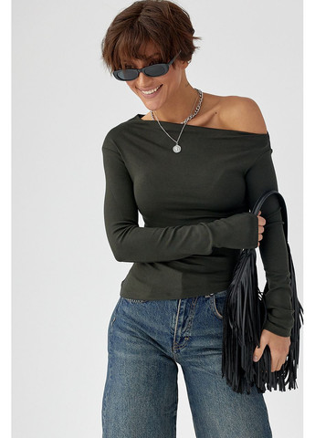 Ассиметричный лонгслив с открытым плечом Lurex (362622483)