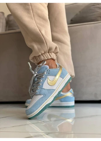 Синие демисезонные кроссовки мужские nike sb dunk low blue gold найк сб данк синие No Brand