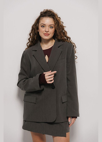 Женский костюм с жакетом и короткой юбкой серый в полоску Arjen (304251285)