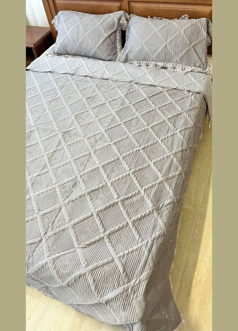 Плед із наволочками євро 220х240 см сірий (П-M-velurEvro5070-54) No Brand (306633522)