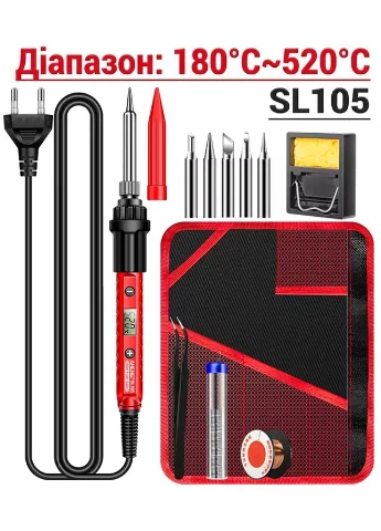 Электрический паяльник SL105 с регулировкой температуры 60W LCD Red (3_08205) Aneng (395881965)