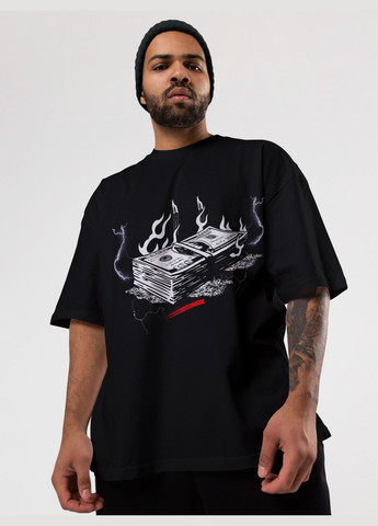 Черная мужская футболка оверсайз urban черная высокая плотность с длинным рукавом Mishe