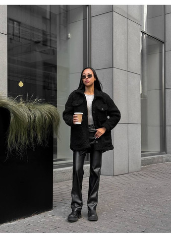 Черная рубашка однотонная DK/DL Мода без кордонів с длинным рукавом