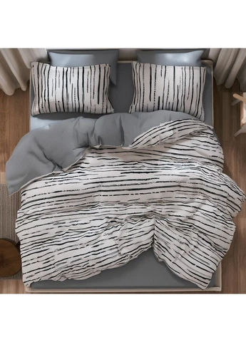 Комплект постельного белья евро муслин жатка люкс 200×230 см Black&White ТМ COLORFUL HOME 004-143-4-24-8 No Brand (397078881)