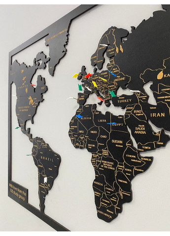 Дерев'яне панно декор для кімнати, вітальні, офісу «Карта в рамці з гравіюванням Framed map» 150х91 см Decart (360612611)