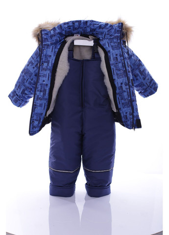 Синий зимний комбинезон на синтепоне с принтом denim оригинал синий см (41626) BABYKROHA