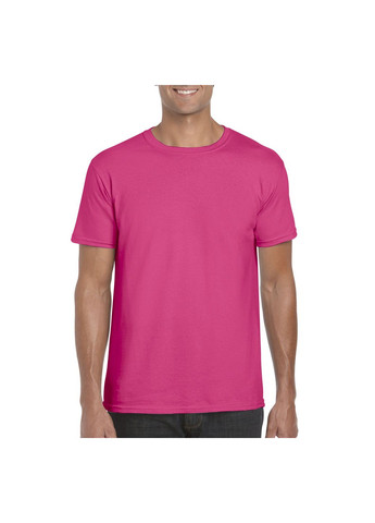 Розовая футболка мужская однотонная розовая 64000-213c с коротким рукавом Gildan Softstyle