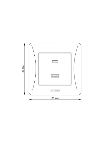 Розетка USB-A + USB-C PD20W черный графит BINERA Videx (378287013)