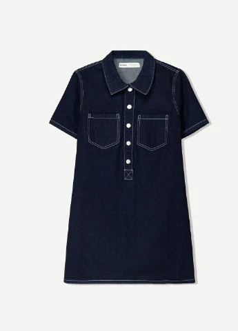 Темно-синя джинсова сукня Bershka однотонна