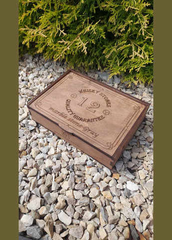 Набір каменів мармурові сірі 20*20 мм 12 шт для охолодження віскі в дерев'яній коробці (MarbleStone-Gray-12) Гранд Презент (302803051)