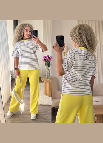 Женский костюм двойка футболка в полоску и брюки свободного кроя. MonCher (335013821)