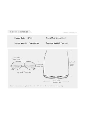 Солнцезащитные очки Авиаторы с поляризованными линзами N7228 DESIGN No Brand (307084781)