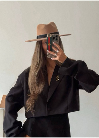 Черный женский женский пиджак с подкладкой No Brand однотонный - демисезонный