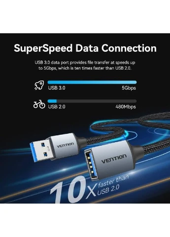Кабель USB - USB V 3.0 (M/F), 1 м, Чорний (CBLHF) Vention (394763470)