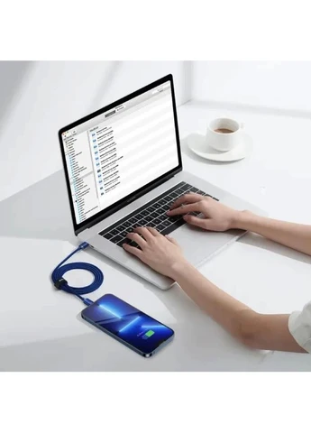 Кабель Crystal Shine Series Fast Charging Data Cable Type-C to iP 20W 1.2m Blue Baseus (401306906)