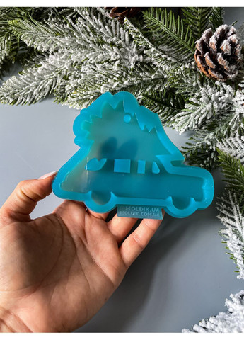 Молд Машина с елкой на крыше для новогодних игрушек на елку силиконовая форма для эпоксидной смолы No Brand (370566862)