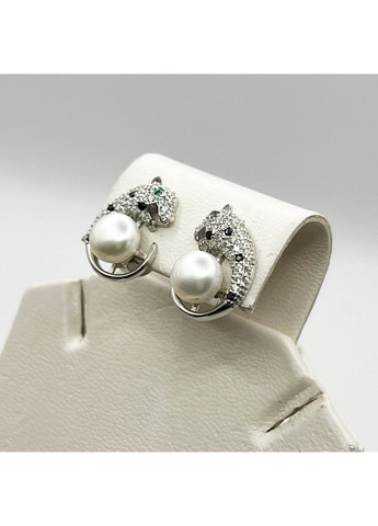 Сережки срібні з перлами "Леопард" 5,14 г No Brand (369737718)