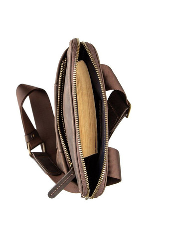 Чоловіча шкіряна сумка через плече планшет месенджер із натуральної шкіри коричнева 20,5*26*2 см Shvigel (329148862)