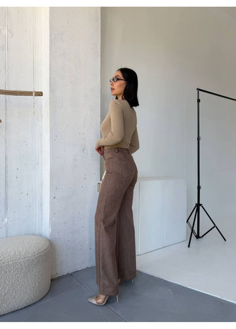 Замшеві штани з високою посадкою Fashion (388424403)
