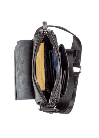 Мужская кожаная сумка через плечо с двумя карманами на молнии черная (sku_11174) No Brand (328922213)