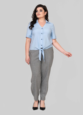 Голубая блуза прямого силуэта без подкладки из штапеля и воротник откладной на стойке all posa (ap102390p) A'll Posa