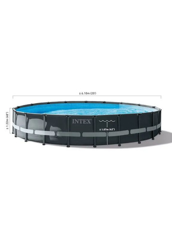 Каркасний басейн 26334, ULTRA XTR FRAME POOL 610х122 см з фільтром насосом, драбиною, підстилкою, тентом Intex (341828557)