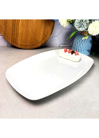 Белое плоское блюдо с бортиками 35*23 см No Brand (325696366)