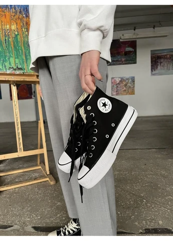 Черные летние кеды converse lift hight black конверс No Brand