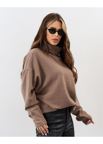Темно-бежевый демисезонный оверсайз свитер из ангоры ISSA PLUS